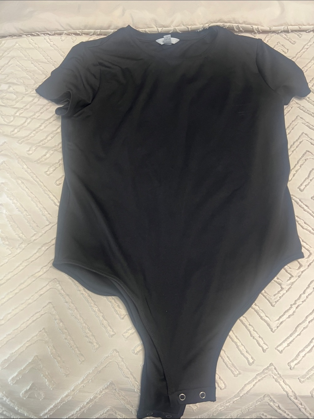 Time and Tru Black Short-Sleeve Crew Neck Bodysuit